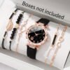 Women's Watch New Style Women's Casual Watch Light Luxury Diamond-encrusted Starfish Pattern Dial Belt Quartz Watch Beaded Bracelet suit
