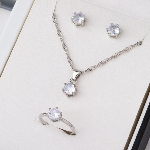 Silver Plated Zircon Necklace Set