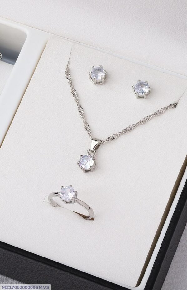 Silver Plated Zircon Necklace Set