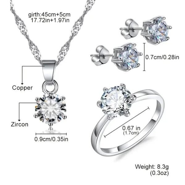Silver Plated Zircon Necklace Set