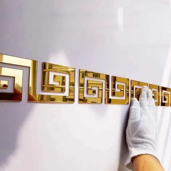 Gold 3D Mirror Acrylic Wall Border Sticker 12pcs