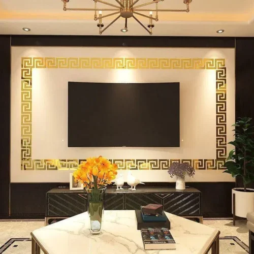 Gold 3D Mirror Acrylic Wall Border Sticker 12pcs