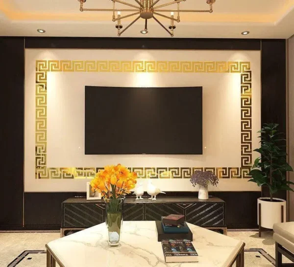 Gold 3D Mirror Acrylic Wall Border Sticker 12pcs